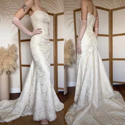 Ivory lace 2-piece corset & skirt wedding set uk 10