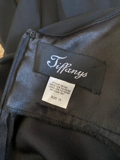 Tiffany’s black chiffon prom dress uk 10-12