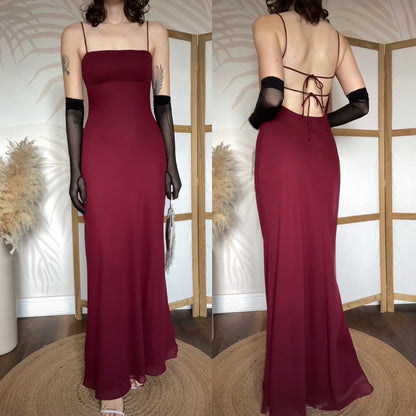 Morgan & Co burgundy open back evening dress uk 10