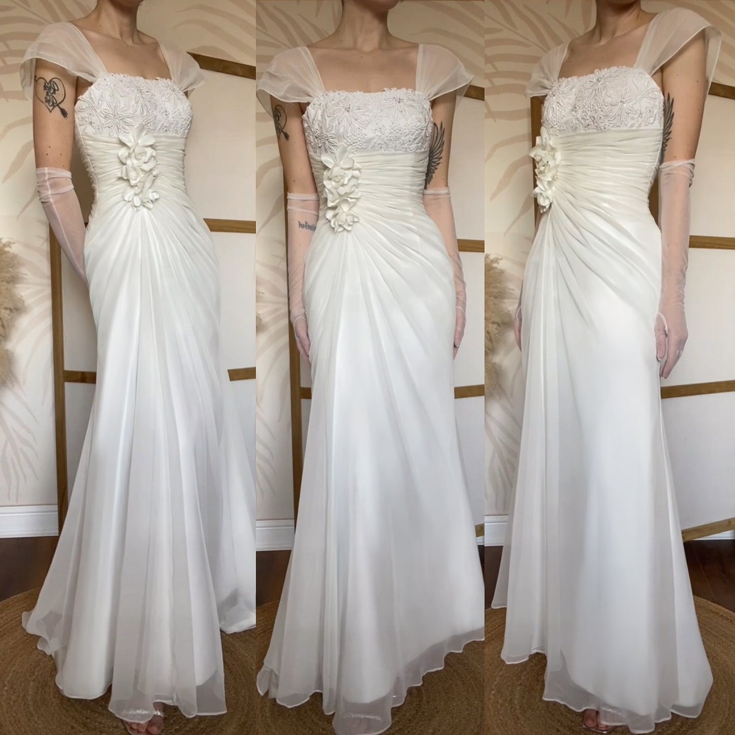 Amanda Wyatt ivory chiffon wedding dress uk 8-10