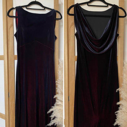 Yve London iridescent velvet stretch evening dress uk 12