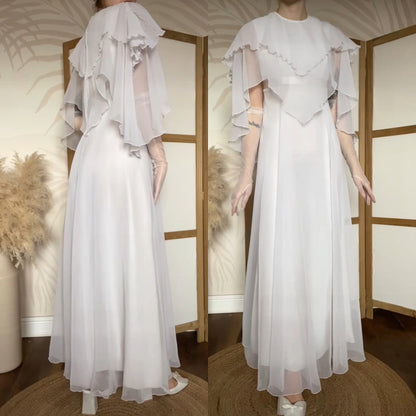 John Charles 70s white floaty wedding dress uk 12