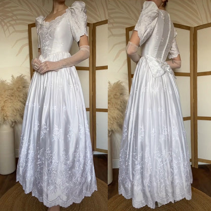 White Joel Peters 80s lace wedding dress uk 8-10