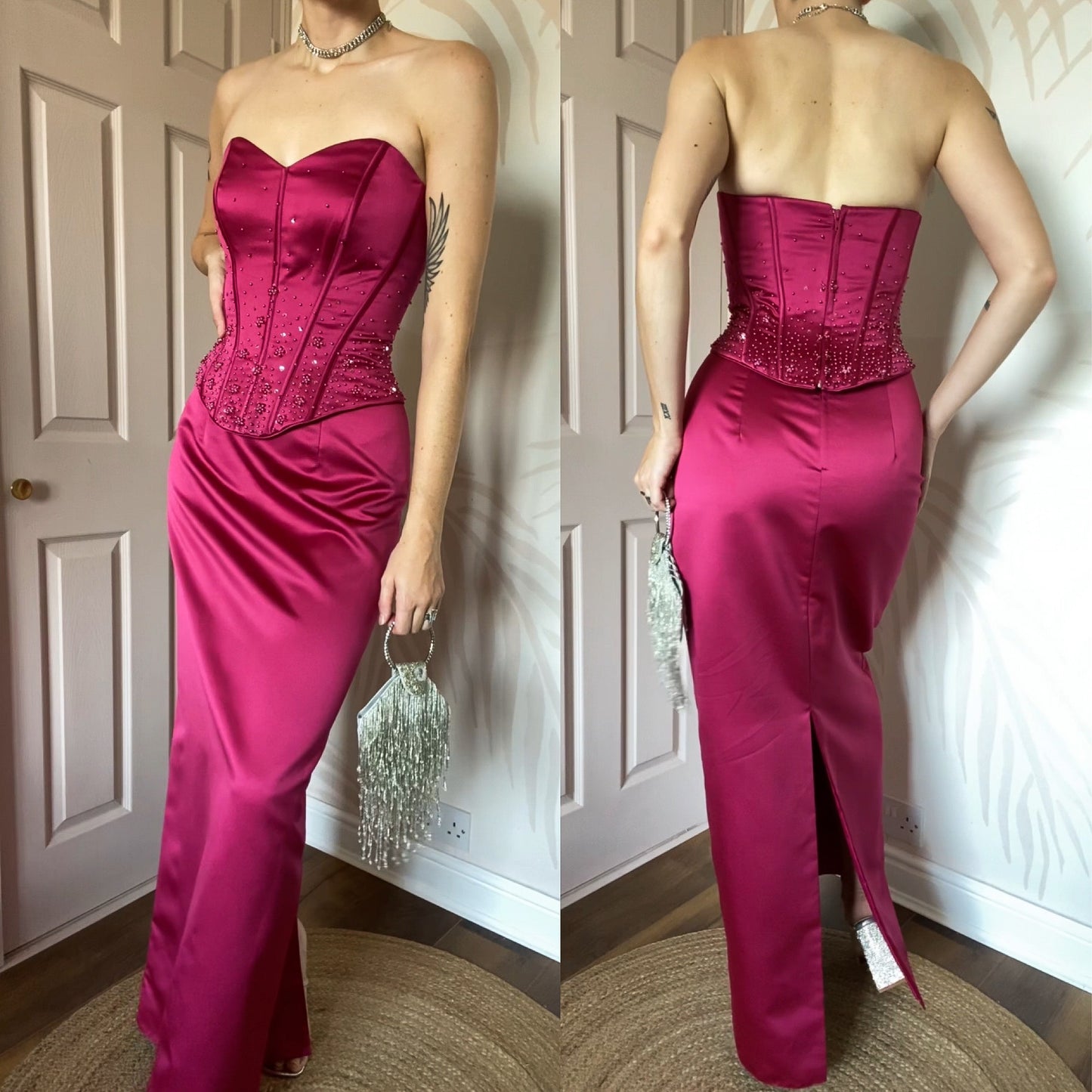 Hilary Morgan pink 2 piece prom set UK 12