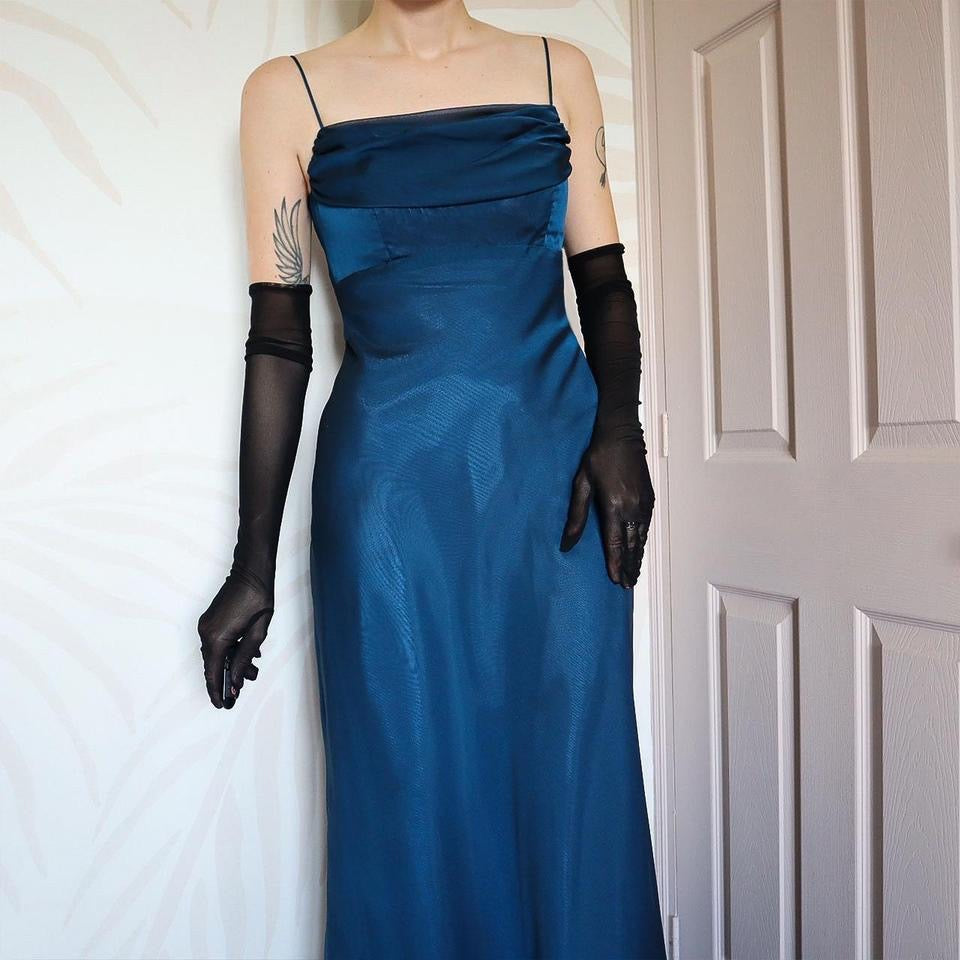 Blue Betsy & Adam chiffon evening gown UK 10