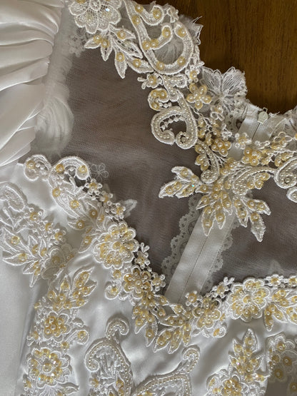 White 80s satin wedding dress uk 10-12