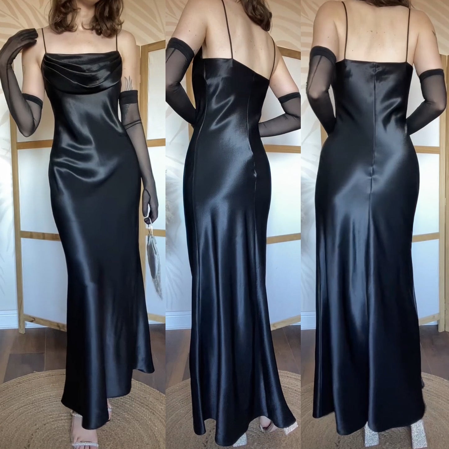 Black satin Jump Apparel slip dress uk 10