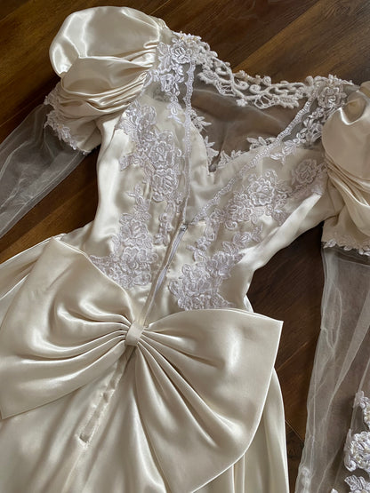 Gianni Balenti ivory satin 80s wedding dress uk 10