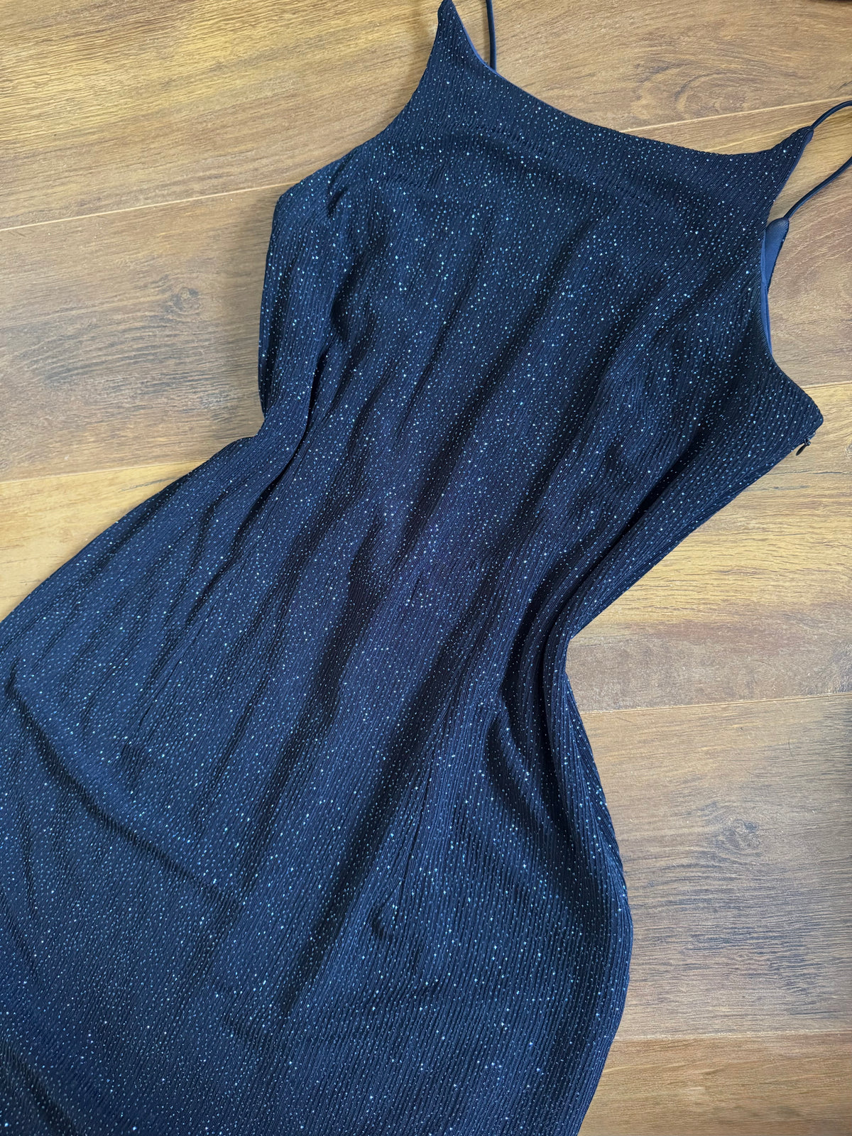 Navy stretch glittery evening dress uk 14