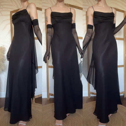 Black chiffon prom dress uk 10