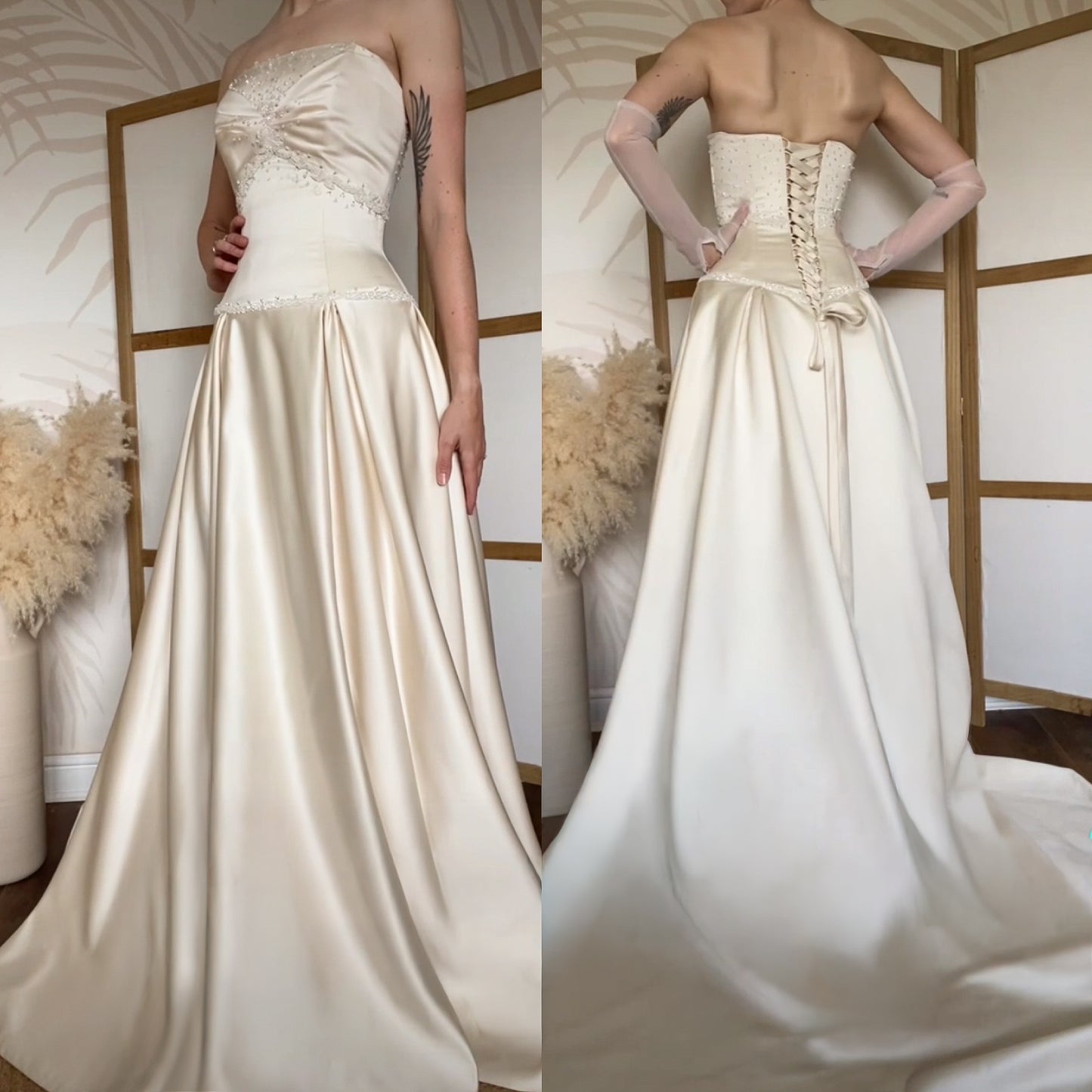 Ivory Maggie Sottero strapless a-line vintage wedding dress uk 10