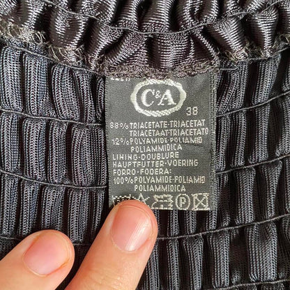 C&A black silky a-line evening dress UK 10