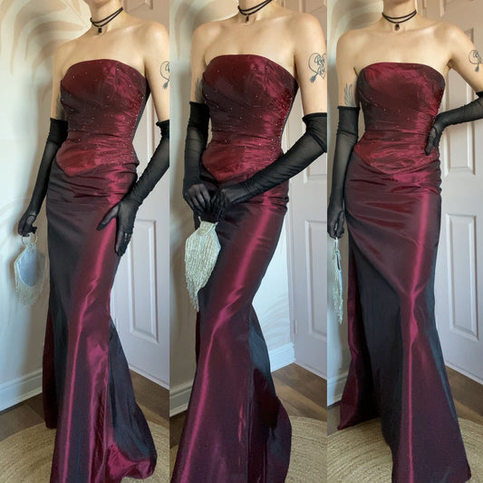 Veromia burgundy 2 piece corset & skirt set UK 8-10