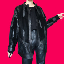 Load image into Gallery viewer, Super cool vintage 100% real leather/suede black jacket UK L
