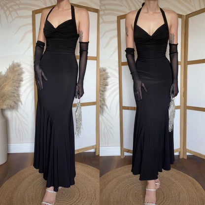 Black Niki Livas stretch evening dress uk 8-10