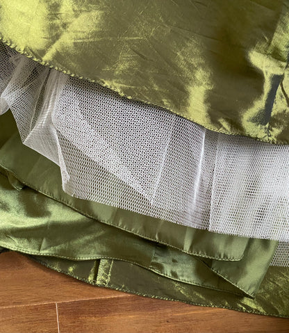 Olive green strapless beaded prom dress & shawl uk 14