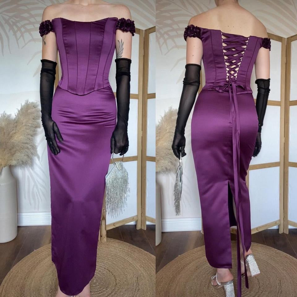 Pronuptia purple 2 piece corset & skirt uk 4-6