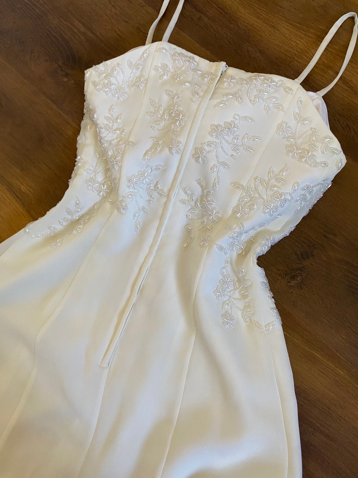 90s ivory beaded a-line wedding dress & shawl uk 6-8