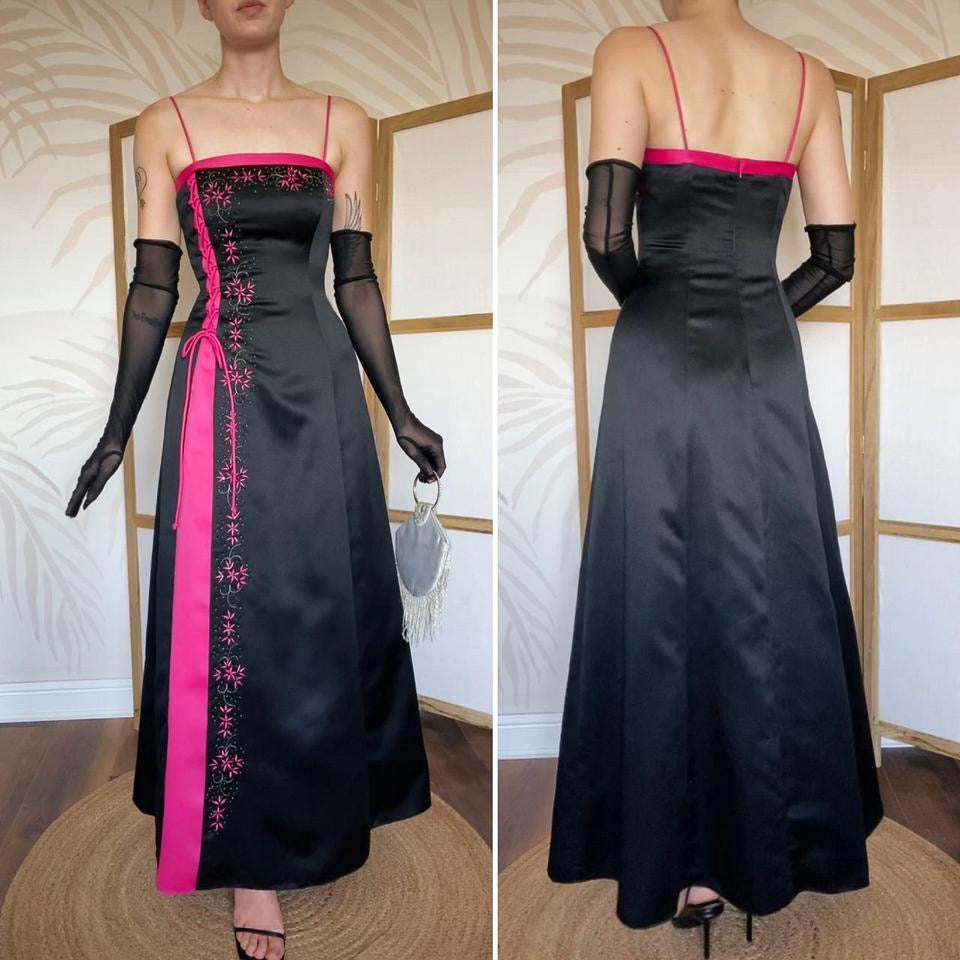 Morgan & Co black & pink a-line prom dress uk 10