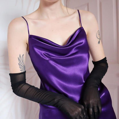 Yessica C&A silky purple slip evening dress UK 12-14
