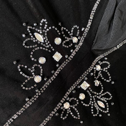 Flori black velvet beaded/gem evening dress UK 14