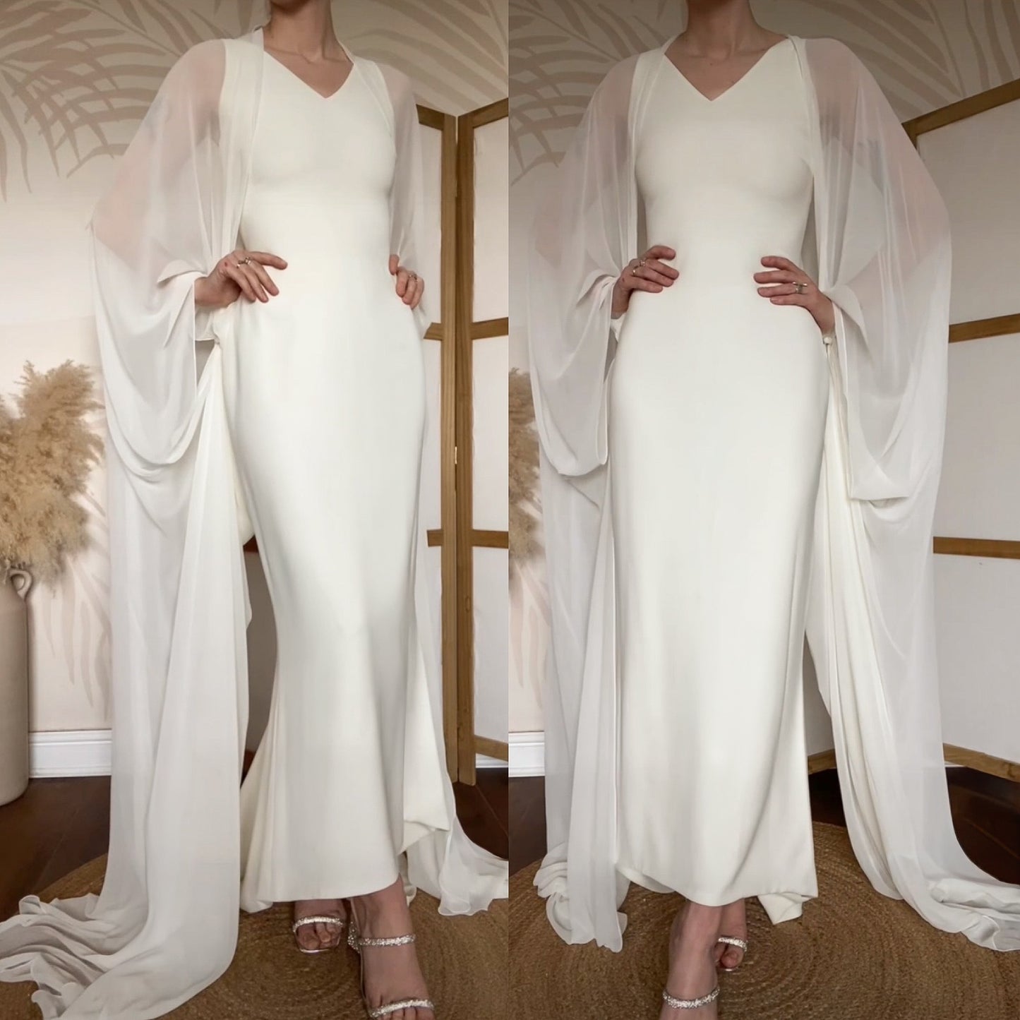 Ivory pronovias wedding dress & chiffon wings uk 12