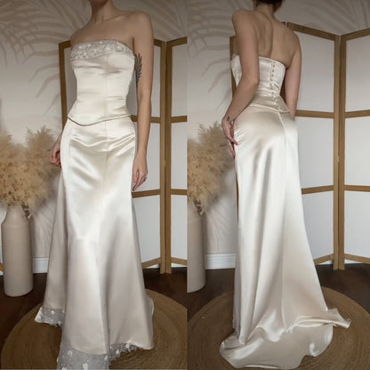 Champagne 2-piece top & skirt wedding set uk 8