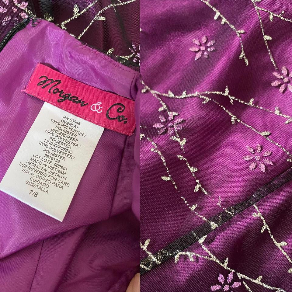 Purple petite glittery a-line prom dress uk 8-10