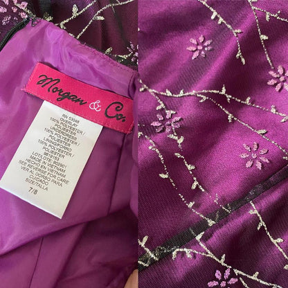 Purple petite glittery a-line prom dress uk 8-10