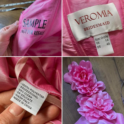 Pink Veromia taffeta draped prom dress uk 12-14