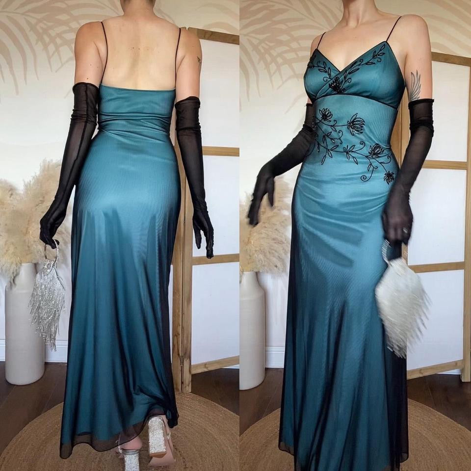 Sapphire beaded stretch 90s dress uk 12