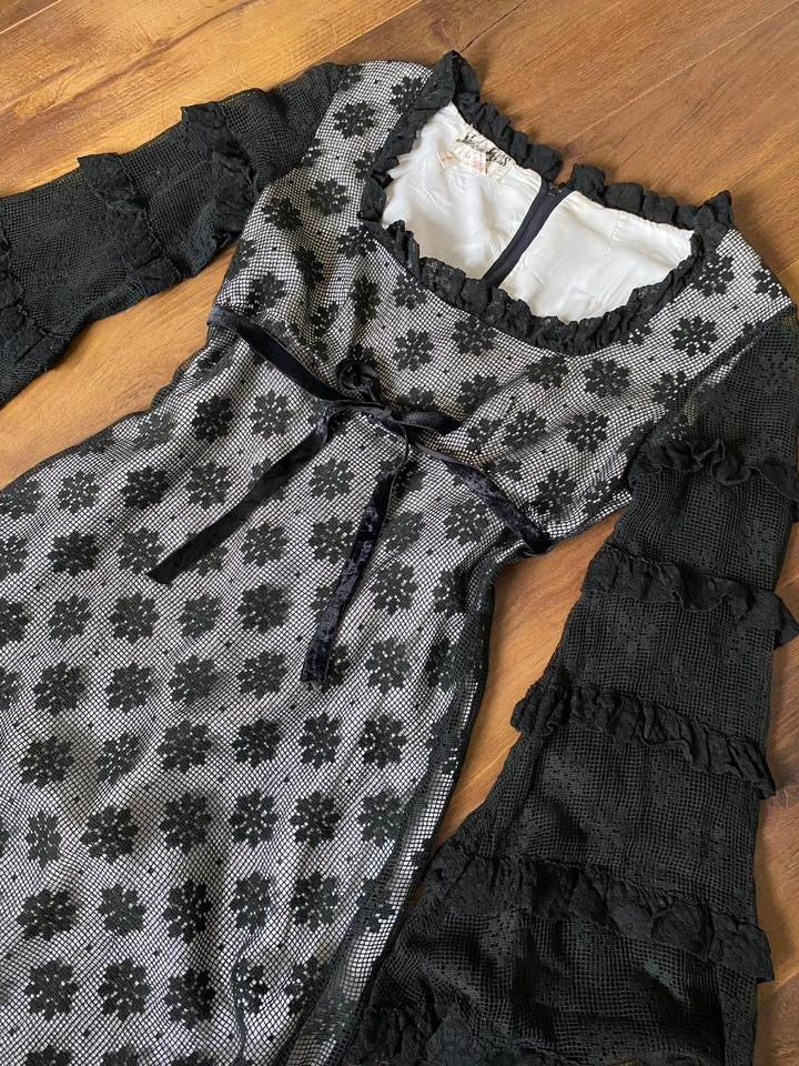 Simon Ellis 60s black & white long sleeve dress uk 10