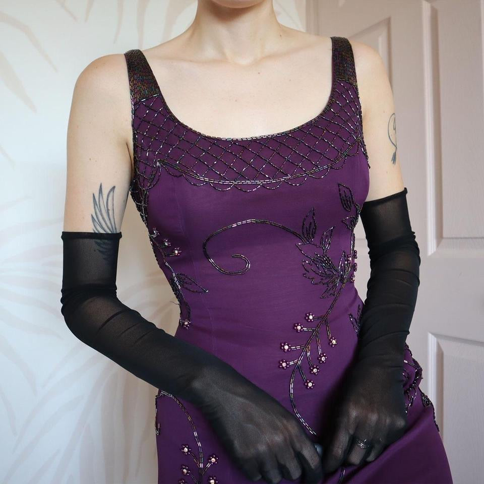 YVE London 100% silk beaded dress UK 12