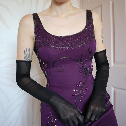 YVE London 100% silk beaded dress UK 12