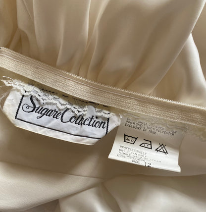 80s lace satin wedding dress with removable sleeves UK 10