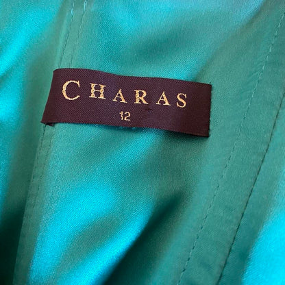 Teal strapless lace up evening gown UK 10