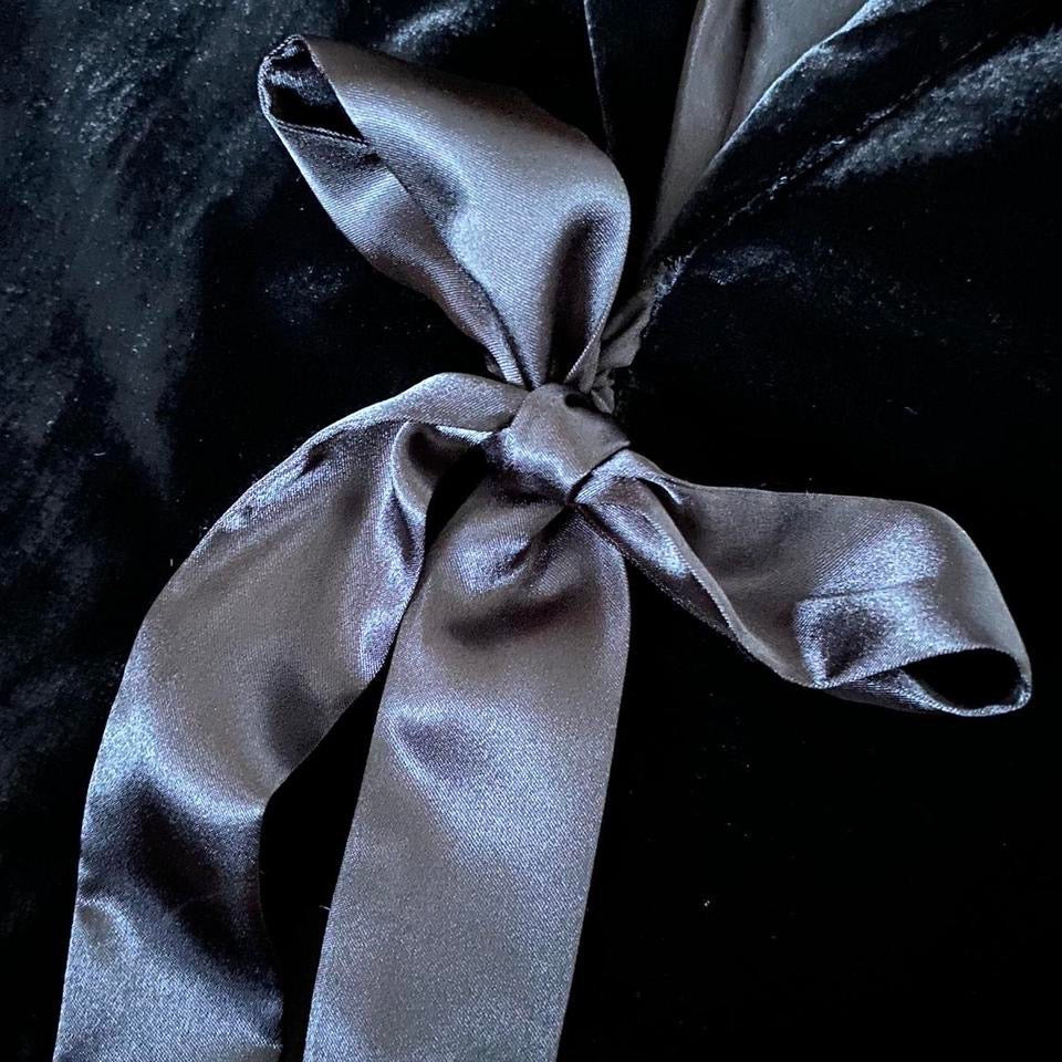 Black velvet evening jacket with bow UK 14