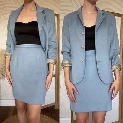 Stunning dusky blue super soft 2 piece suit UK 10