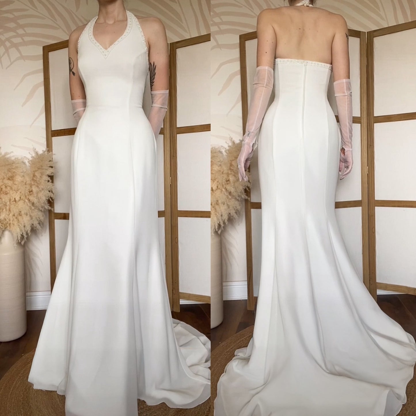 Romantica ivory halter-neck wedding dress uk 14