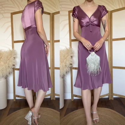 Purple 2-piece dress & jacket set uk 14