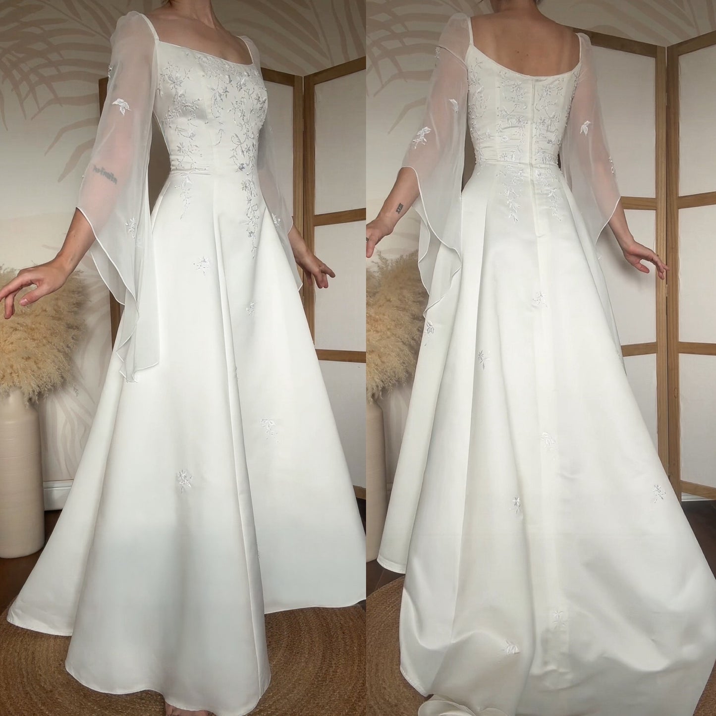 Ivory 2000s long sleeve ethereal wedding dress uk 14