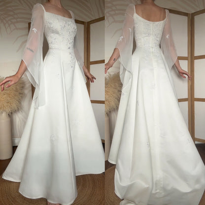 Ivory 2000s long sleeve ethereal wedding dress uk 14