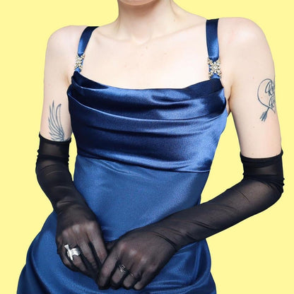 Navy YVE London evening dress & shawl UK 16