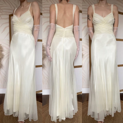 Niki Livas cream tulle summer wedding dress uk 12