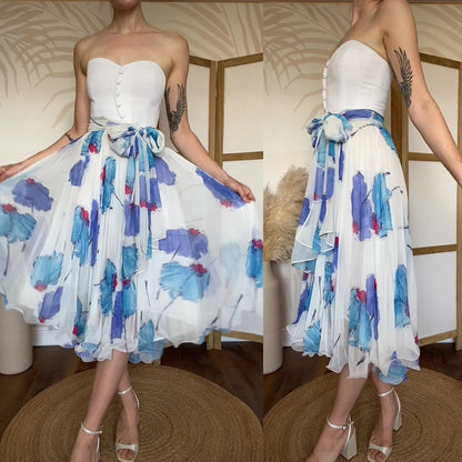 Dusk blue & white summer dress uk 6-8/XS