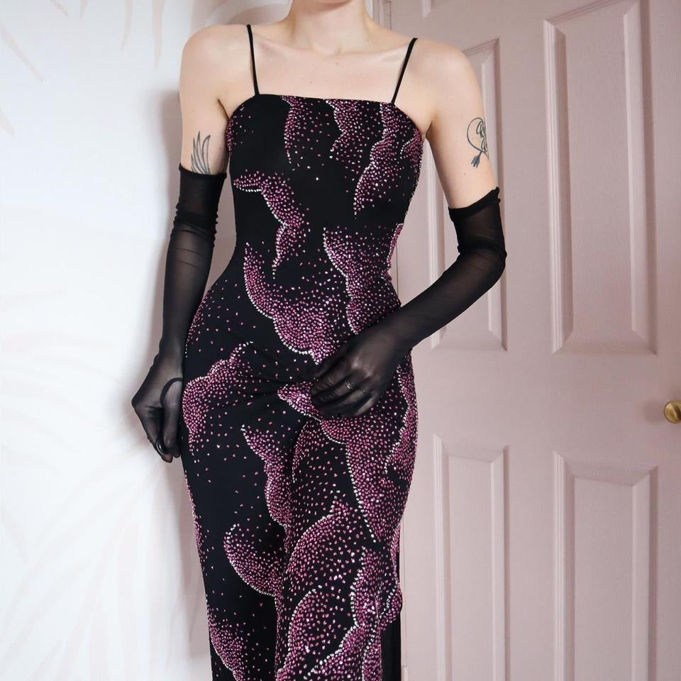 Black glittery midi evening dress UK 10