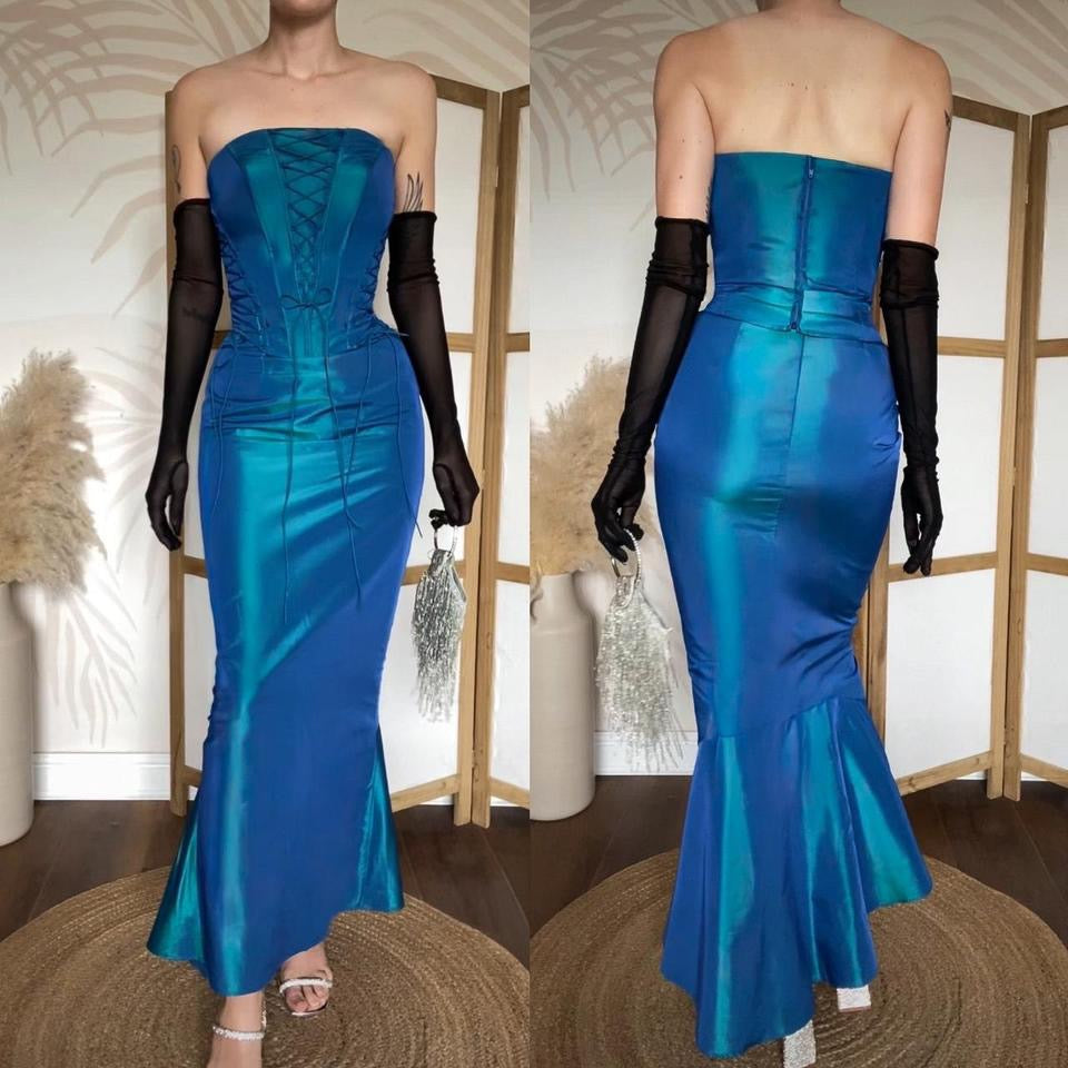 John Charles blue taffeta 2 piece prom set uk 10