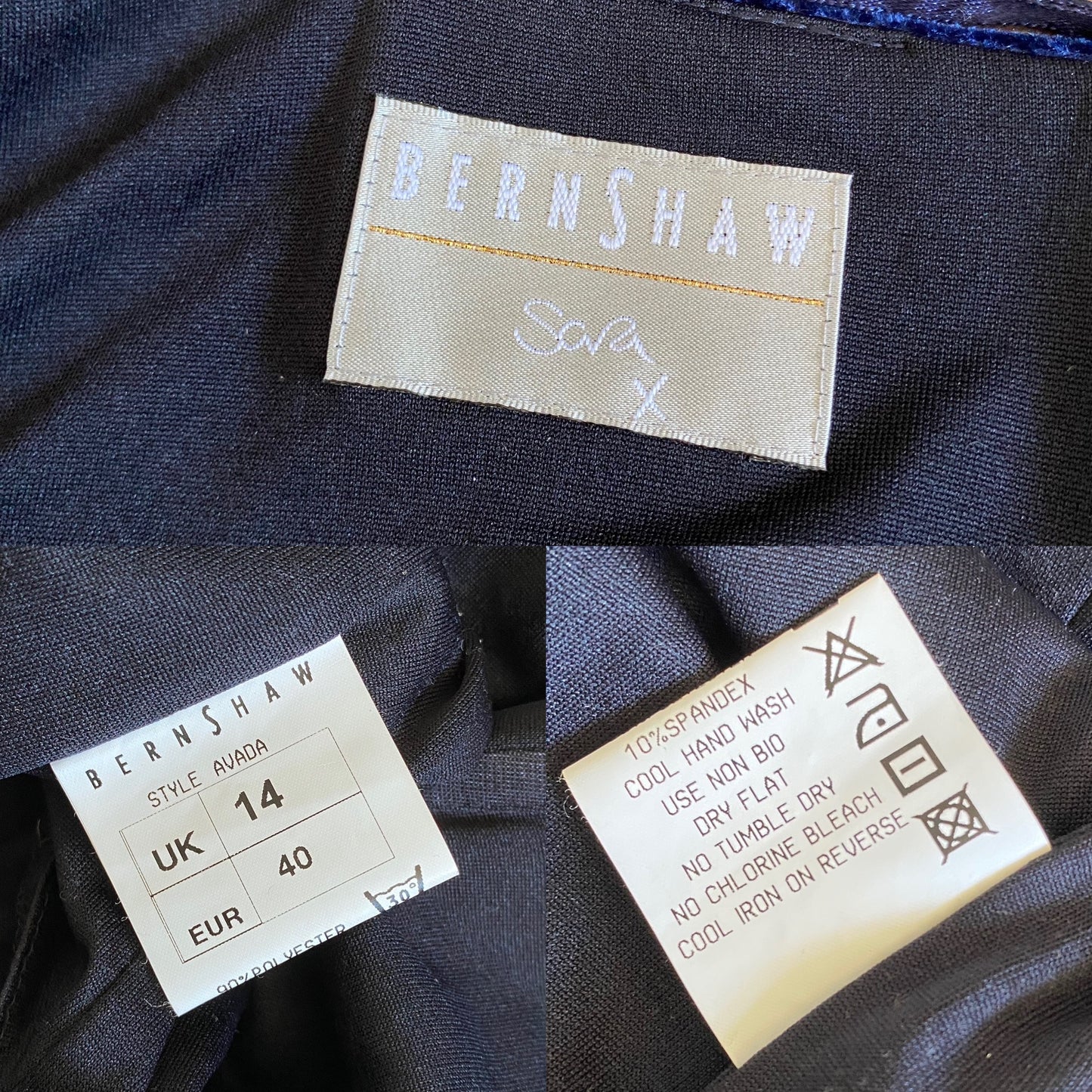 Bernshaw navy velvet stretch evening dress uk 14