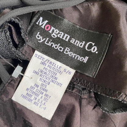 Morgan & Co 90s black open back evening dress UK 8