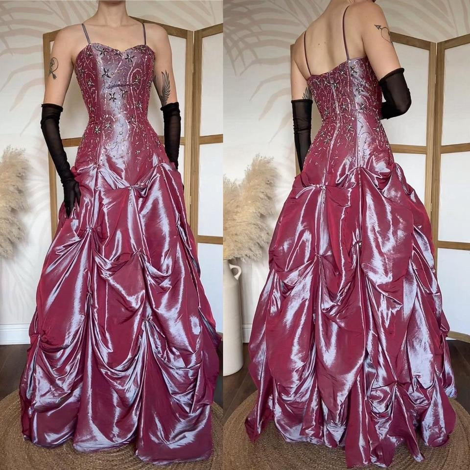 Iridescent purple a-line prom dress uk 10